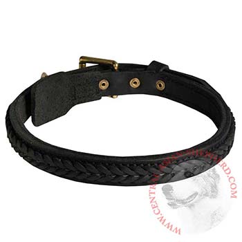 Braided Leather Collar for Central Asian Shepherd