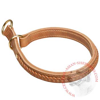 Central Asian Shepherd Obedience Training Choke Braided  Leather Collar