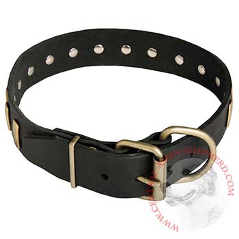 Unique Design Leather Dog Collar with Adjustable Buckle for Central Asian Shepherd