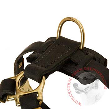 D-ring on Leather Central Asian Shepherd Harness for Puppy Training