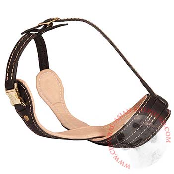 Leather Central Asian Shepherd Muzzle for Anti-Barking Training