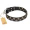 "Romantic Breeze" FDT Artisan Black Leather Central Asian Shepherd Collar with Sparkling Circles