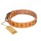 "Top-Flight" FDT Artisan Adorned Tan Leather Central Asian Shepherd Collar