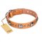 "Glamour Finery" FDT Artisan Female Central Asian Shepherd collar of natural leather with stylish old-looking circles
