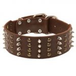 Extra Wide Leather Spiked and Studded Central Asian Shepherd Collar