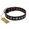 "Victory Ode" FDT Artisan Brown Leather Central Asian Shepherd Collar with Silver-like Plated Decorations