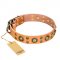 "Sophisticated Glamor" FDT Artisan Leather Central Asian Shepherd Collar with Fancy Old Bronze-like Plated Decorations