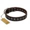 "Stars of Glory" FDT Artisan Brown Leather Central Asian Shepherd Collar for Comfortable Walking