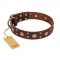 "Caprice of Fashion" FDT Artisan Brown Leather Central Asian Shepherd Collar with Round Decorations