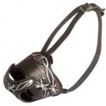 Barbed Wire Painted Leather Central Asian Shepherd Muzzle for Training