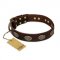 "Chocolate kiss" FDT Artisan Leather Central Asian Shepherd Collar with Old Bronze Look Oval Plates
