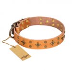 "Top-Flight" FDT Artisan Adorned Tan Leather Central Asian Shepherd Collar