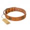 "Sun Beams" FDT Artisan Tan Leather Central Asian Shepherd Collar with Decorations