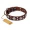 "King of Grace" FDT Artisan Stylish Leather Central Asian Shepherd Collar with Old Silver-Like Plated Decorations