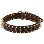 3 Rows Leather Spiked and Studded Central Asian Shepherd Collar