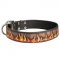 Hand Painted Leather Central Asian Shepherd Collar with Red Flames