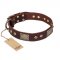 "Loving Owner" FDT Artisan Decorated Leather Central Asian Shepherd Collar with Plates and Studs
