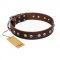 "Golden"n"Silver Luxury" FDT Artisan Leather Central Asian Shepherd Collar with Engraved Studs