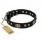 "High Fashion" FDT Artisan Studded with Plates Black Leather Central Asian Shepherd Collar