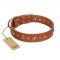 "Gorgeous Roundie" FDT Artisan Tan Leather Central Asian Shepherd Collar with Chrome-plated Circles