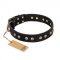 "Black Elegance" FDT Artisan Leather Central Asian Shepherd Collar with Round Studs