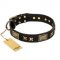 "Passion for Style and Beauty" FDT Artisan Decorated Black Leather Central Asian Shepherd Collar