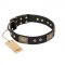 "Jewel Passion" FDT Artisan Fashionable Black Leather Central Asian Shepherd Collar