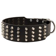 Extra Wide 4 Rows Studded Leather Central Asian Shepherd Collar