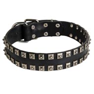 New Leather Central Asian Shepherd Collar - Fashion Exclusive Design - "Caterpillar"