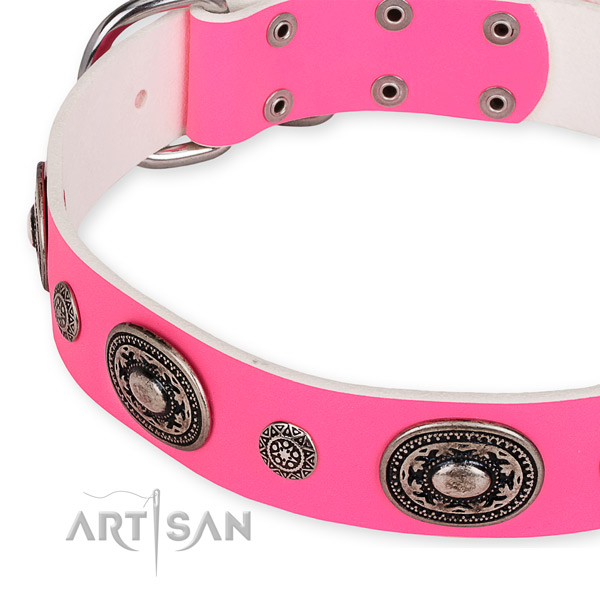 Reliable full grain genuine leather dog collar made for your impressive pet
