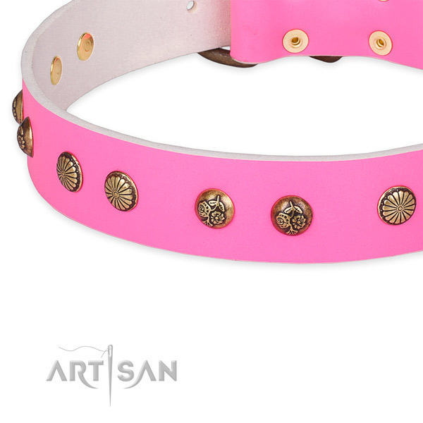 Full grain genuine leather collar with strong traditional buckle for your lovely four-legged friend