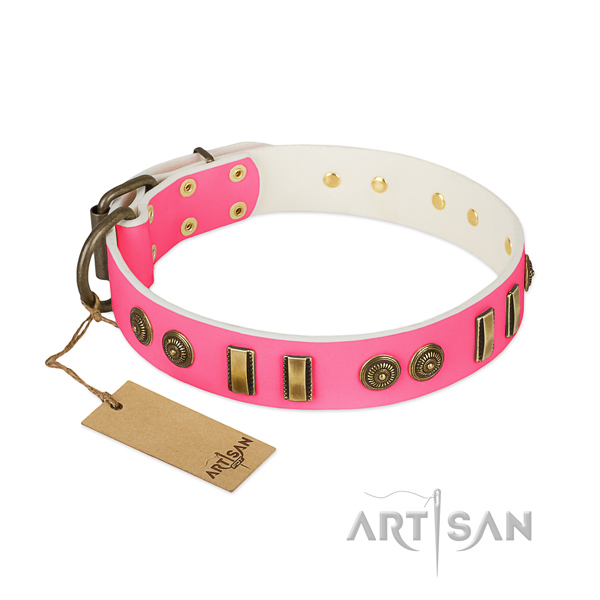 Unique full grain genuine leather collar for your pet