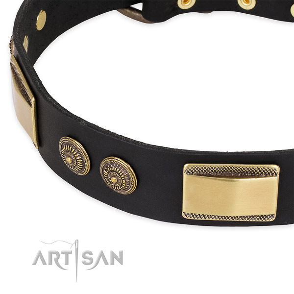 Inimitable genuine leather collar for your attractive four-legged friend