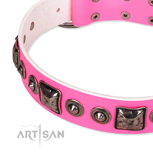 Gentle to touch full grain natural leather dog collar handmade for your impressive canine