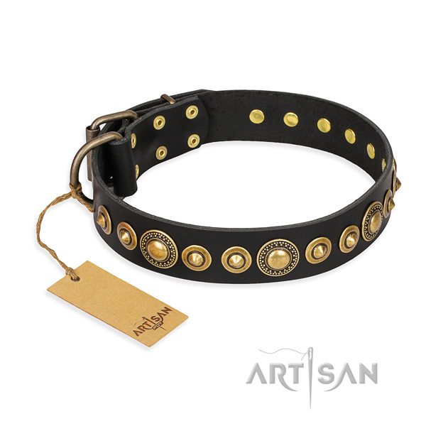 Best quality full grain genuine leather dog collar handcrafted for comfy wearing