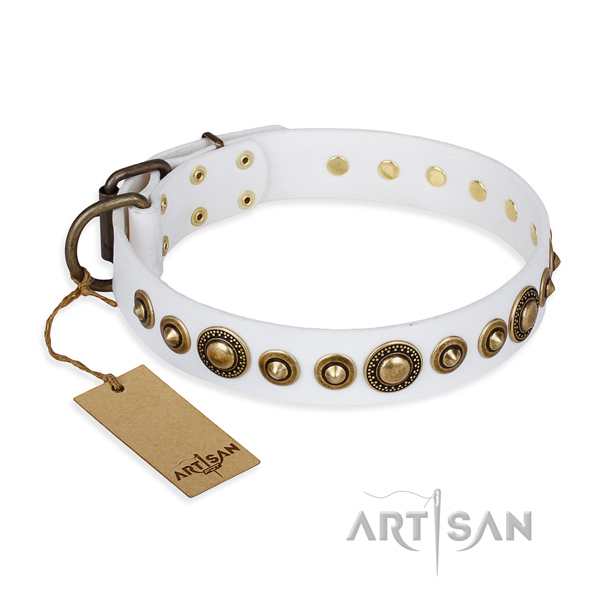 High quality natural genuine leather collar created for your four-legged friend