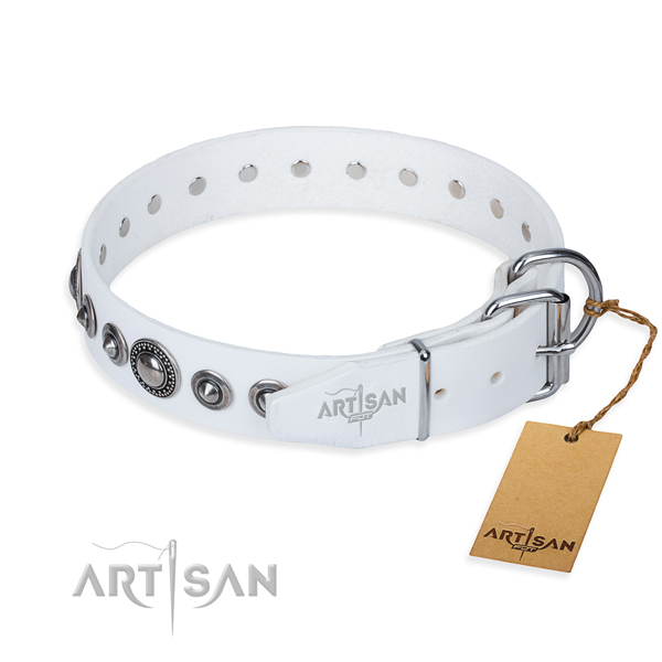 Leather dog collar made of top rate material with durable adornments