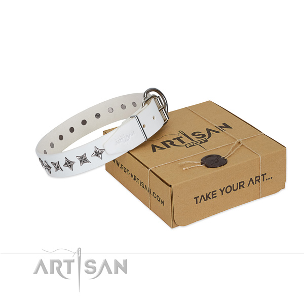 High quality full grain genuine leather dog collar with stunning studs