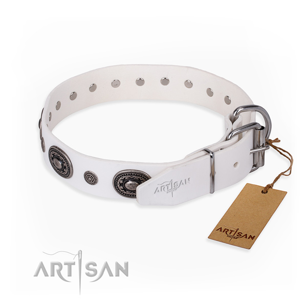 Quality full grain leather dog collar crafted for handy use