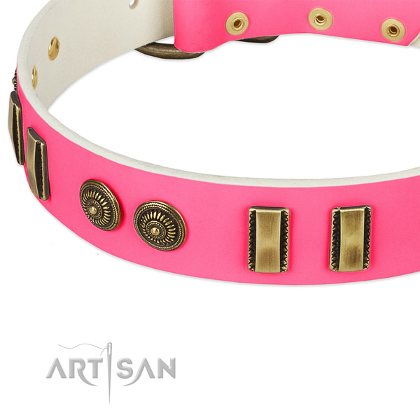 Durable buckle on full grain genuine leather dog collar for your dog