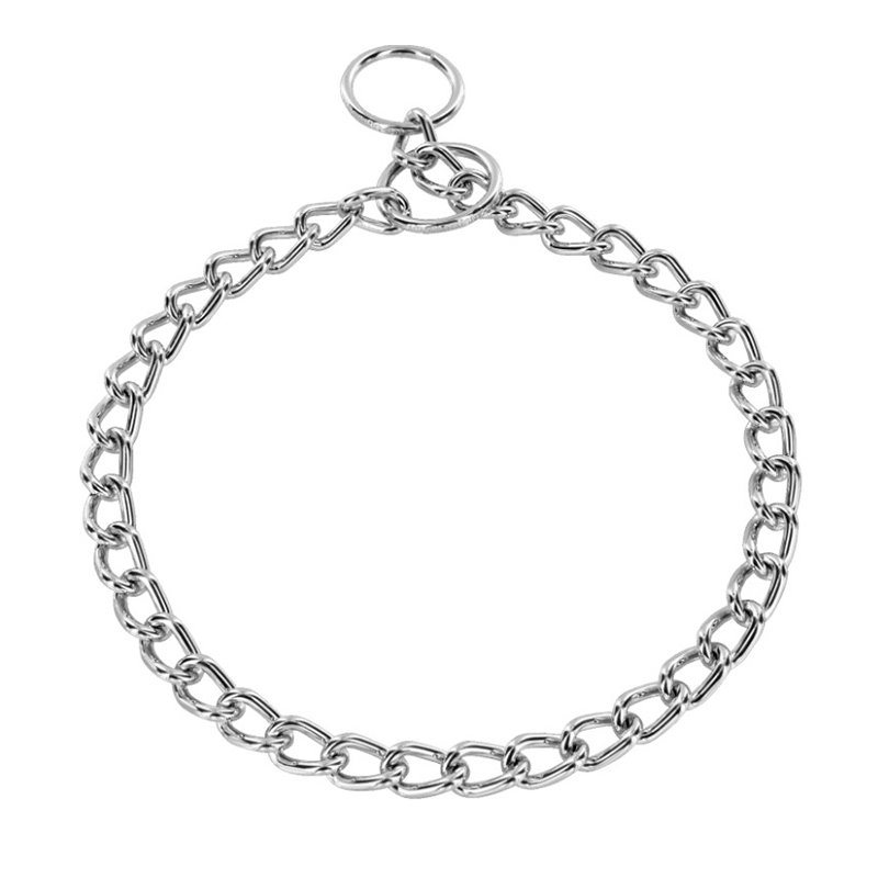 Chrome Plated Short Link Chain Collar with Round Chain - 3.0 mm - Click Image to Close