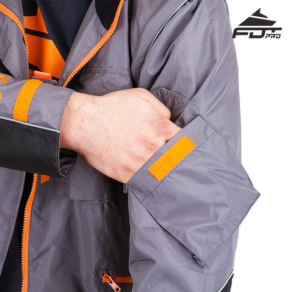 Grey FDT Pro Design Dog Training Jacket with Handy Sleeve Pocket