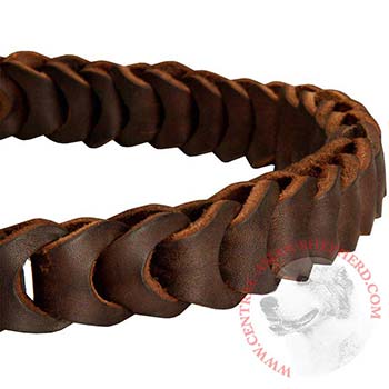 Central Asian Shepherd Leather Choke Collar Braided 