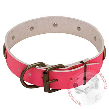 Fashion Pink Leather Central Asian Shepherd Collar