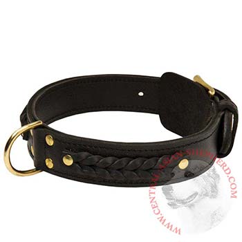 Braided Central Asian Shepherd Leather Dog Collar 