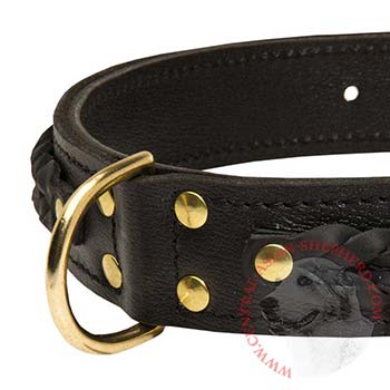 Central Asian Shepherd Wide Leather Collar with D-ring