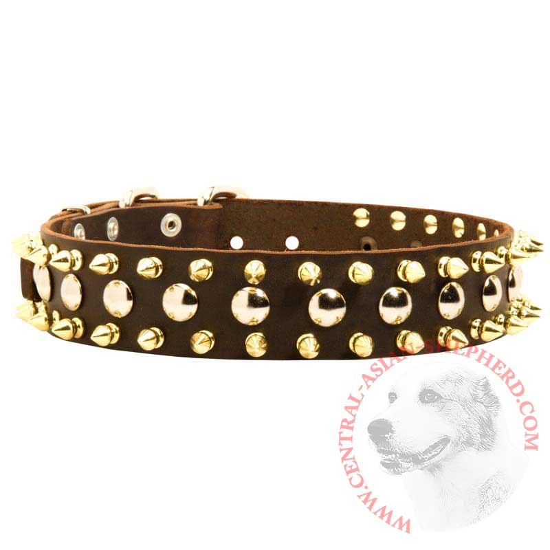 Spiked and Studded Central Asian Shepherd Leather Collar