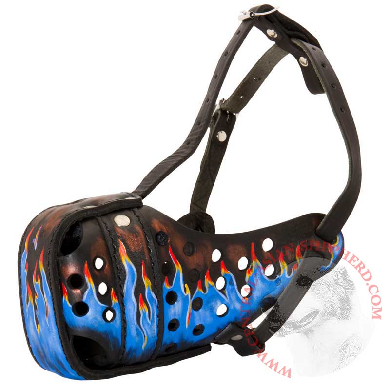 Ergonomic Design Leather Central Asian Shepherd Muzzle for Agitation Training