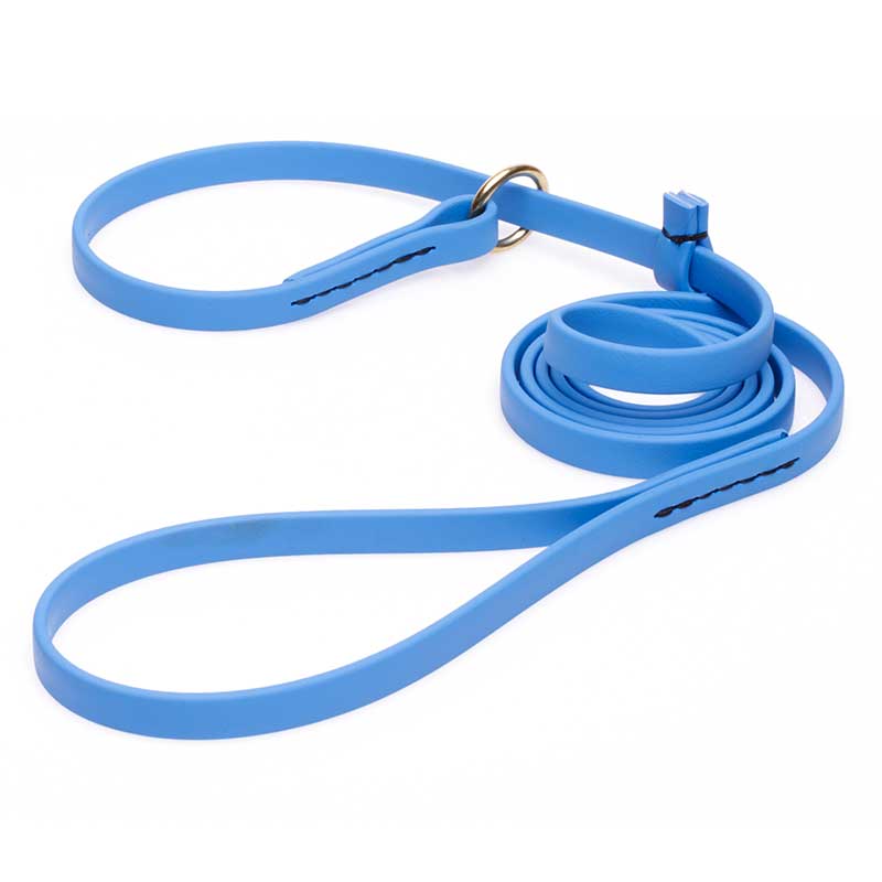 Solid Blue Biothane Central Asian Shepherd Leash and Collar Combo - Click Image to Close