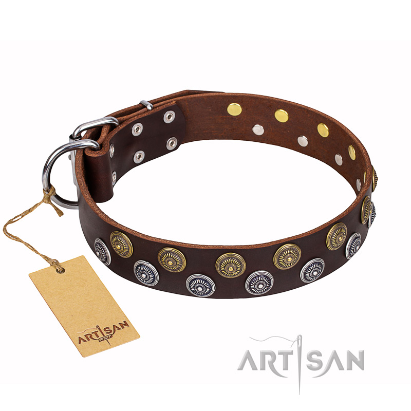 "Strong Shields" FDT Artisan leather Central Asian Shepherd collar with stylish decorations